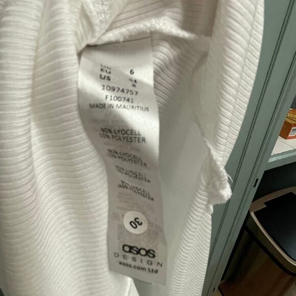 Asos Maternity Size 2 White Ribbed Top Tunic Side Slit - Picture 4 of 5